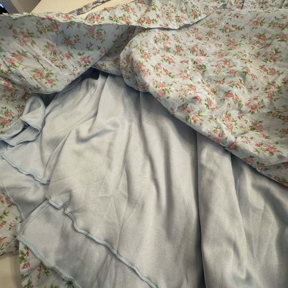 BeBop Floral Dress with Puff Sleeves in Blue and Pink - Picture 7 of 8